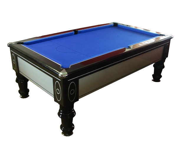 Manhattan Silver & Black Wood Blue Cloth Pool Table