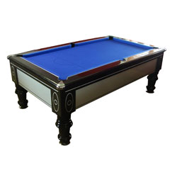 Manhattan Silver & Black Wood Blue Cloth Pool Table